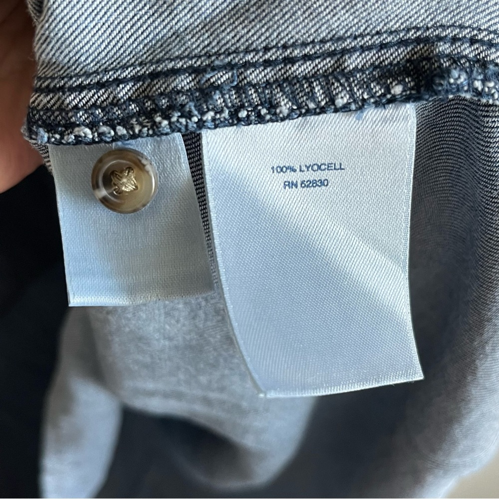 Lands End Shirt Dress Womens 12 Blue Chambray Pintuck Roll Tab Sleeve Pockets - Picture 10 of 12